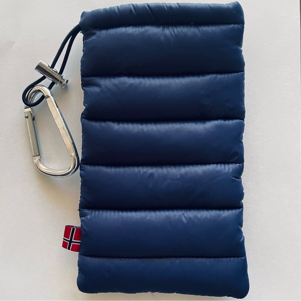 ThermoPoc Blue Insulated Puffer Phone Sunglasses Case for Skiing/Beach Temps